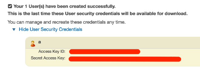 User Show Credentials