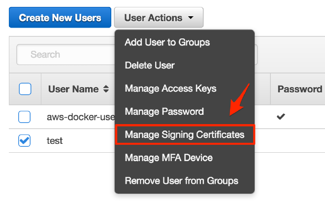 Manage Security Credentials